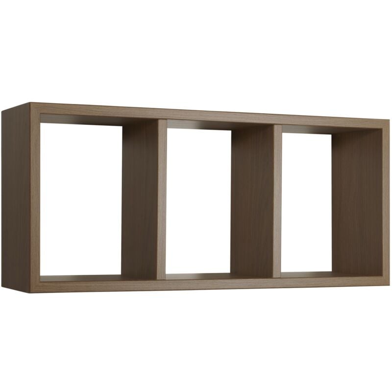 foto del prodotto mensola cubo 3 scomparti scaffale rovere tabacco soggiorno salotto camera moderno tristano