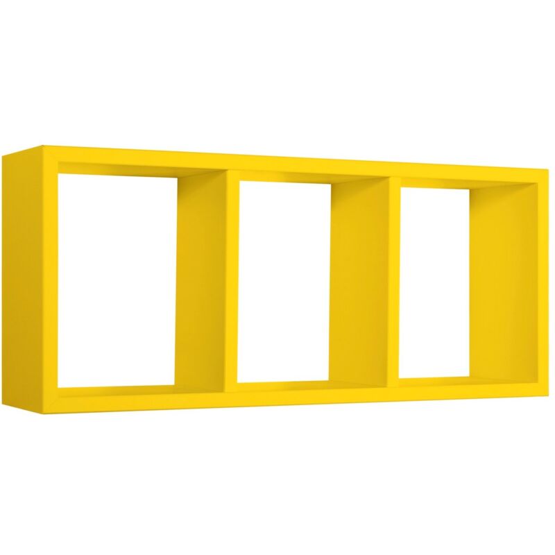 foto del prodotto mensola cubo 3 scomparti scaffale giallo soggiorno salotto camera moderno tristano