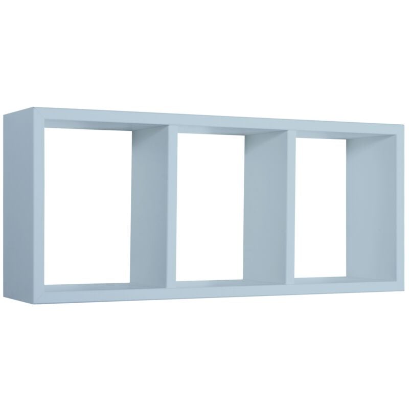foto del prodotto mensola cubo 3 scomparti scaffale azzurro soggiorno salotto camera moderno tristano