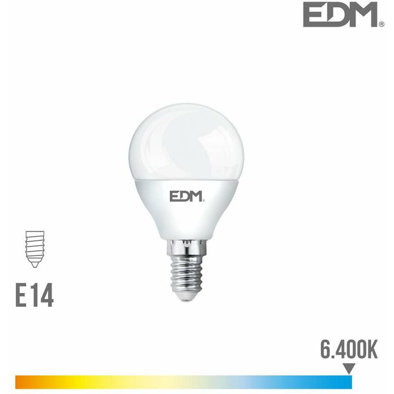 foto del prodotto lampadina led e14 6w equivalente tondo 40w giorno bianco 6400k