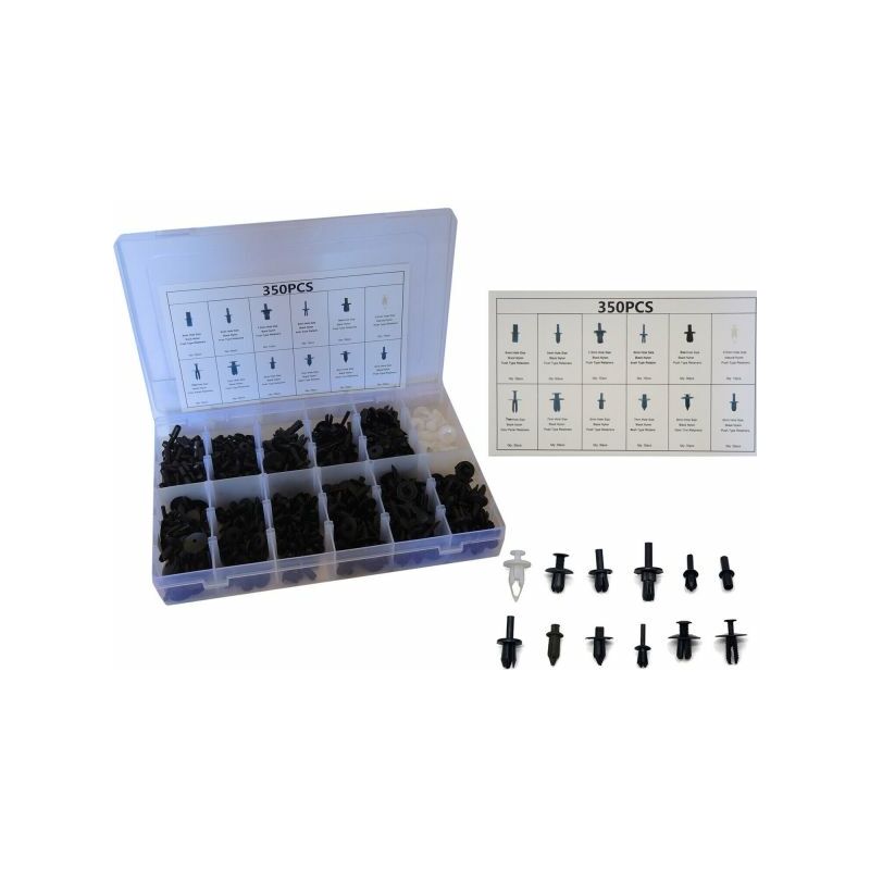 foto del prodotto 350pz plastica trim clip rivetti clip kit fermi spinta auto bagagliaio paraurti