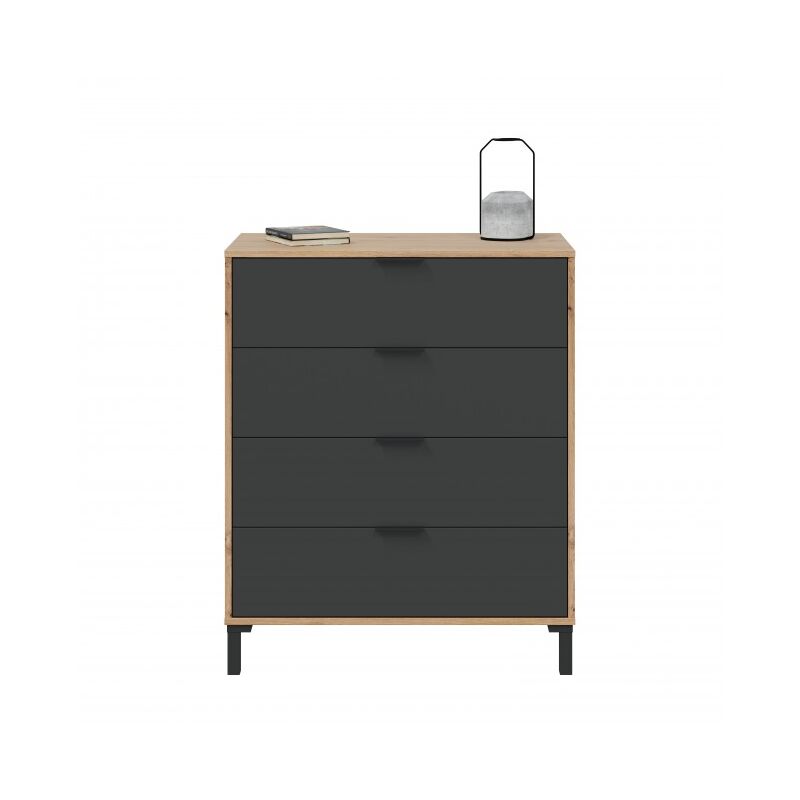 foto del prodotto cassettiera 4 77.5 x 93.5 h cm rovere e grigio antracite marino