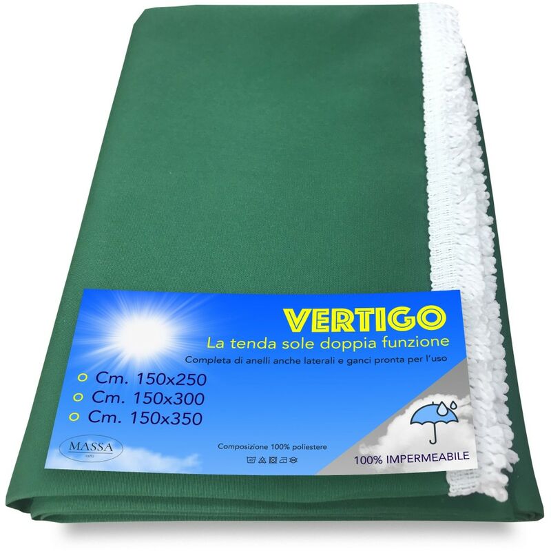 foto del prodotto tex family tenda sole vertigo da esterno giardino balcone verde unito impermeabile e idrorepellente cm. 150 x 300
