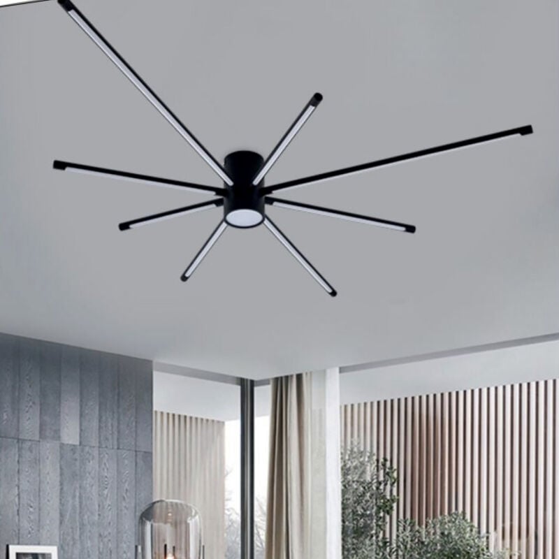 foto del prodotto partenopea utensili lampadario plafoniera moderno a led 9 luci da soffitto forma ragno da 42w 3360lm nero luce naturale