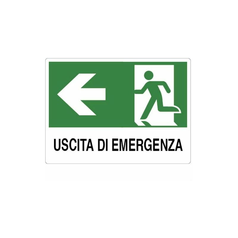 foto del prodotto cartello segnaletico cartelli segnaletici segnale in pvc esterno cm 20x30 22872v uscita emergenza sx 22874 