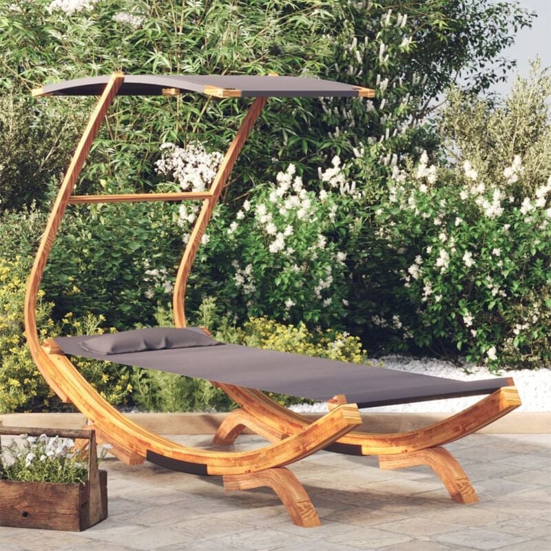 foto del prodotto vidaxl lettino con tettuccio 100x190x134 cm in legno curvato antracite