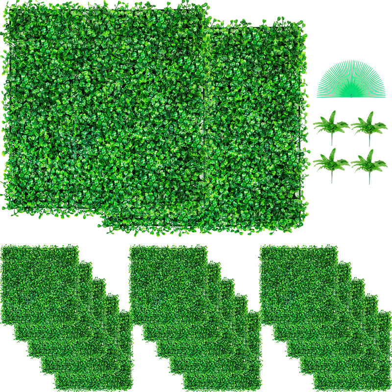immagine 0 del prodotto vevor 48 pezzi artificiale pannello da siepe di bosso, 25,4 x 25,4 cm, siepi artificiali, recinzione artificiale bosso, edera finta effetto