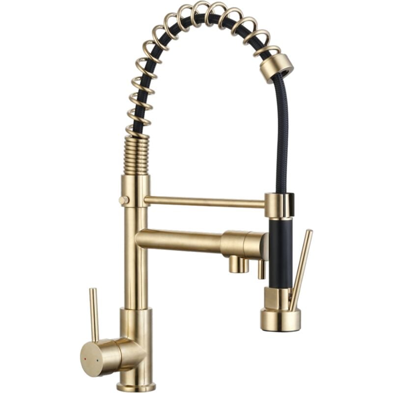 foto del prodotto 35206525 miscelatore lavello cucina essence professional con bocca girevole e doccetta estraibile, rubinetto cucina professionale in ottone colore