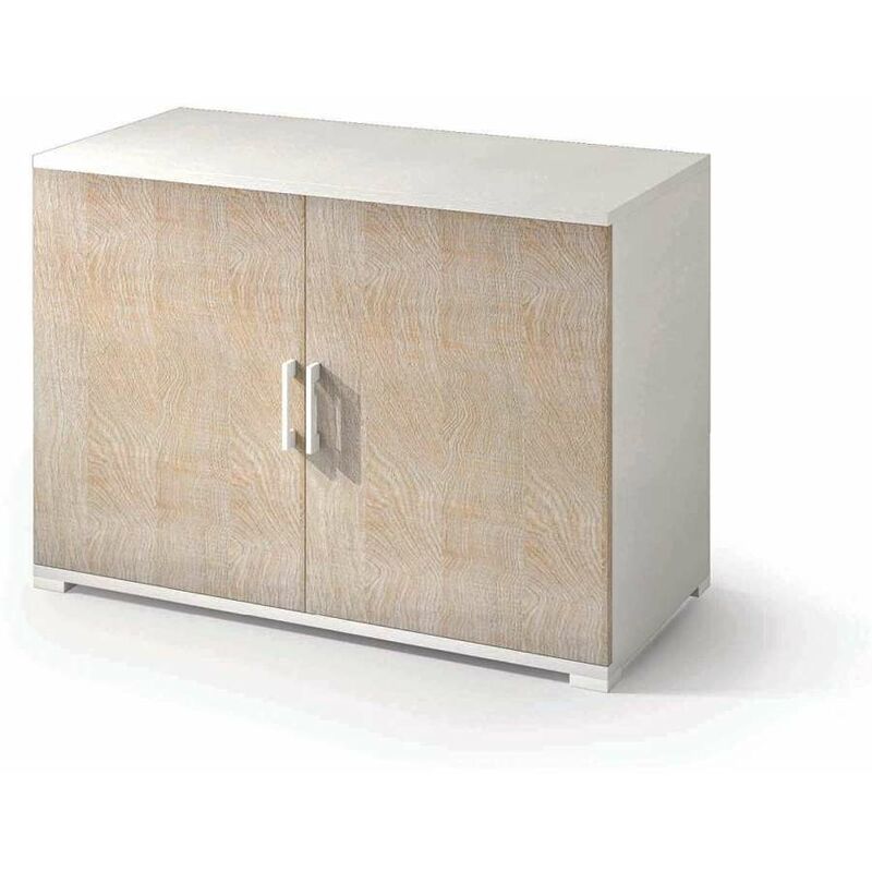 foto del prodotto mobiletto doppia anta bianco rovere 90x45x66 cm mobili terraneo