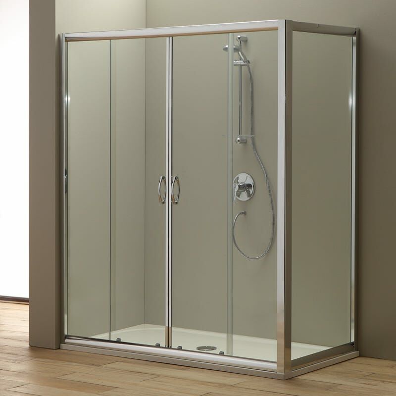 foto del prodotto kiamami valentina porta nicchia per doccia 170 cm giada con porta fissa 80 cm