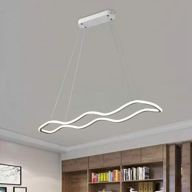 foto del prodotto partenopea utensili lampadario plafoniera illuminazione a led moderno 48w luce soffitto forma onda luce bianca naturale 4000k