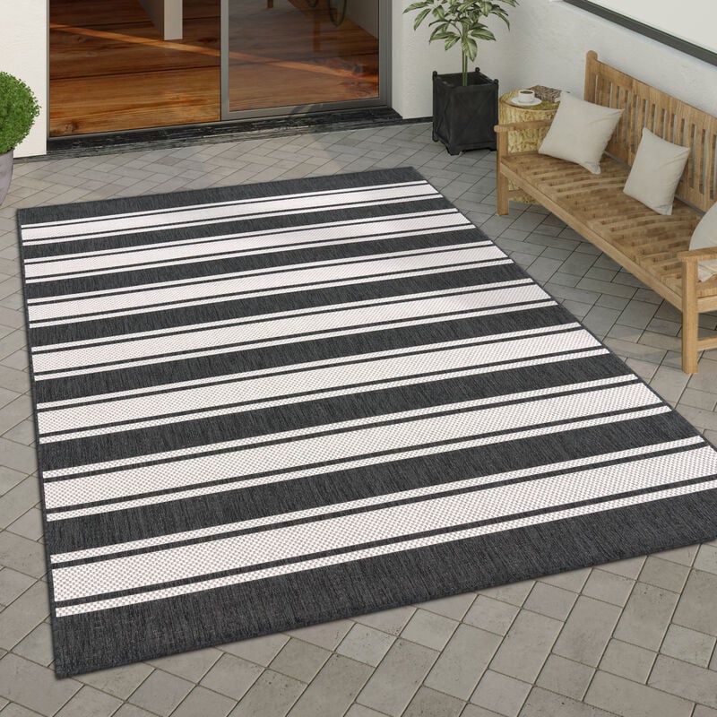 foto del prodotto paco home tappeto per esterno terrazzo balcone tappeto cucina moderno motivo geometrico motivo astratto 120x160 cm, antracite bianco