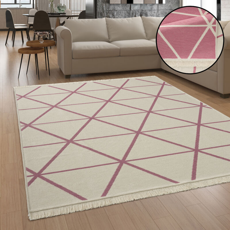 foto del prodotto paco home tappeto salotto moderno soggiorno lavabile in lavatrice motivo scandinavo boho 140x200 cm, pink 2