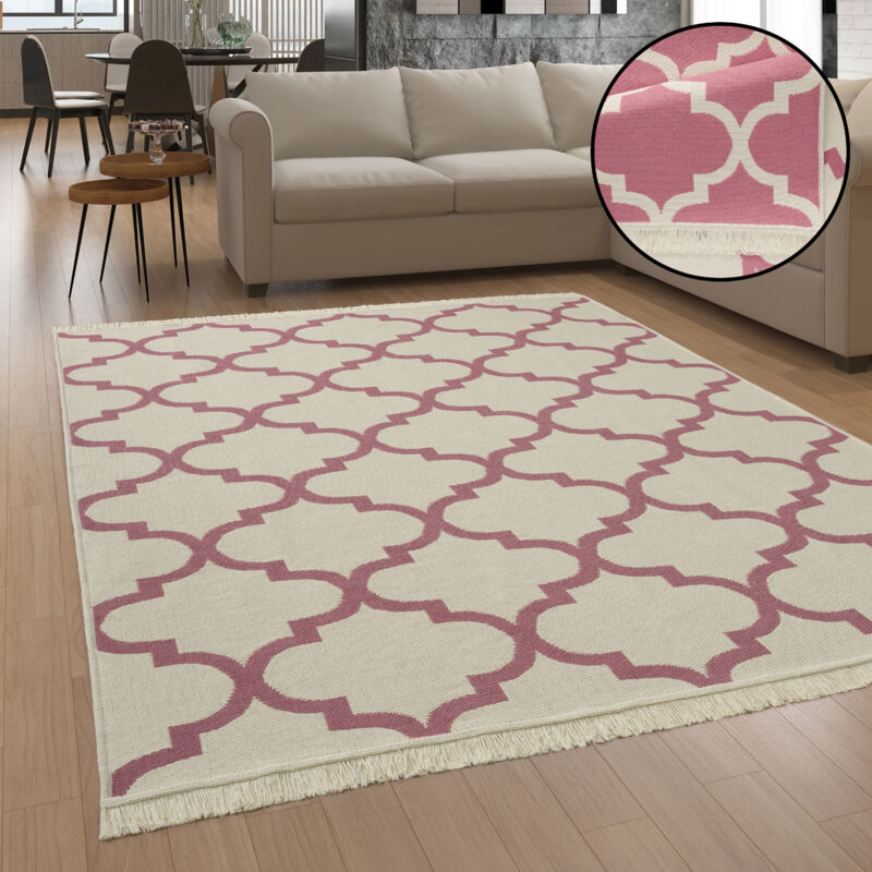 foto del prodotto paco home tappeto salotto moderno soggiorno lavabile in lavatrice motivo scandinavo boho 80x150 cm, pink