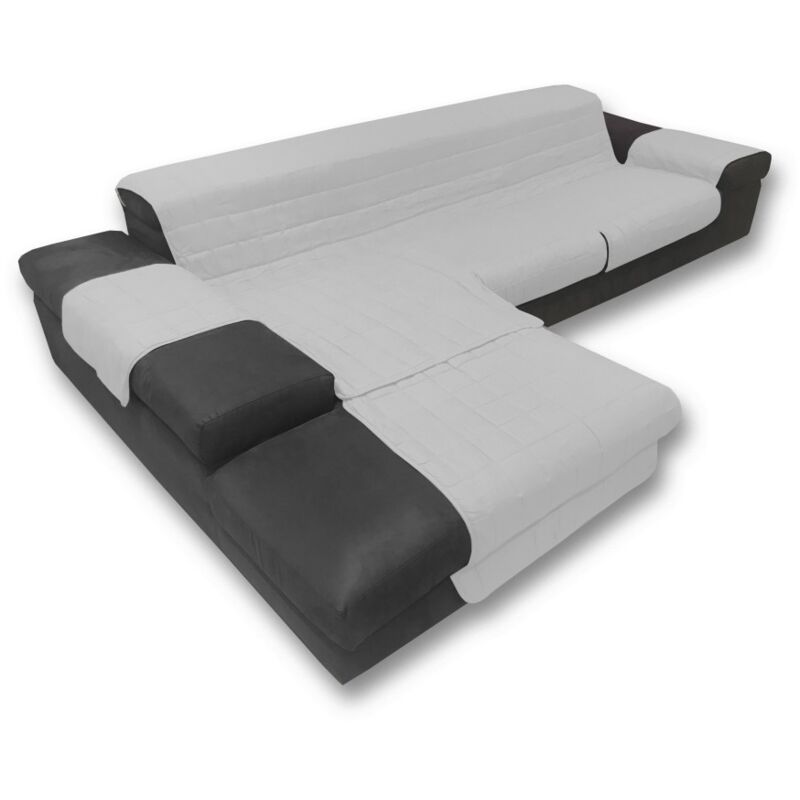foto del prodotto tex family copridivano italia il salvadivano con penisola trapuntato grigio chiaro seduta cm. 290