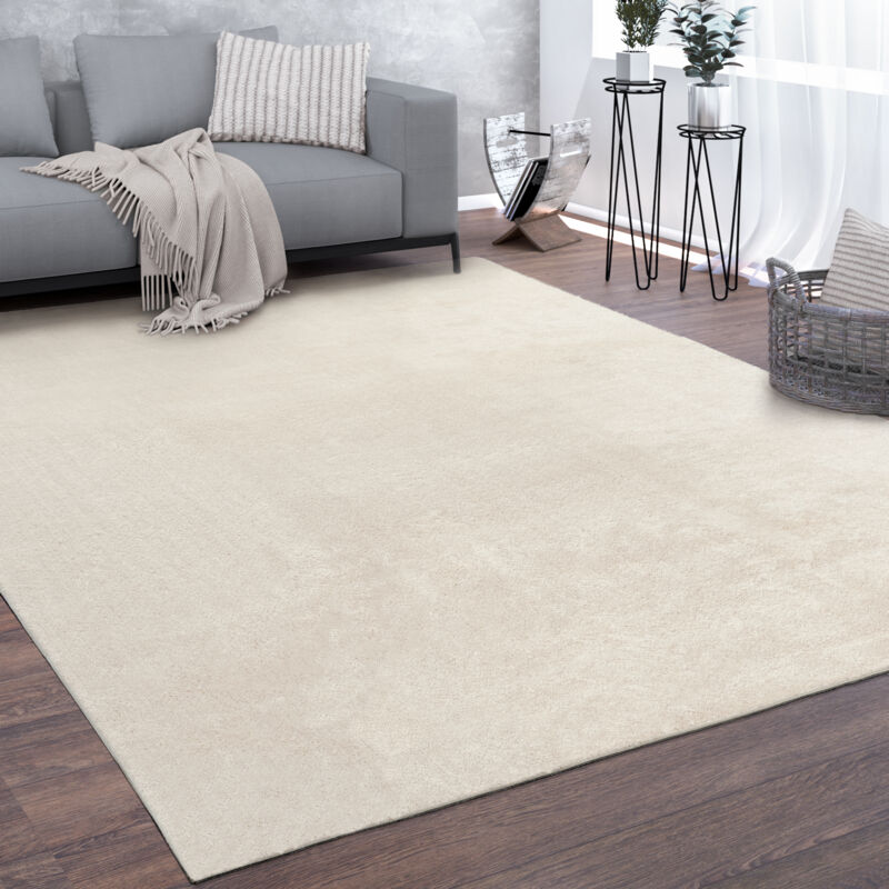 foto del prodotto paco home morbido tappeto a pelo corto per soggiorno, soffice, lavabile, in beige 140x200 cm