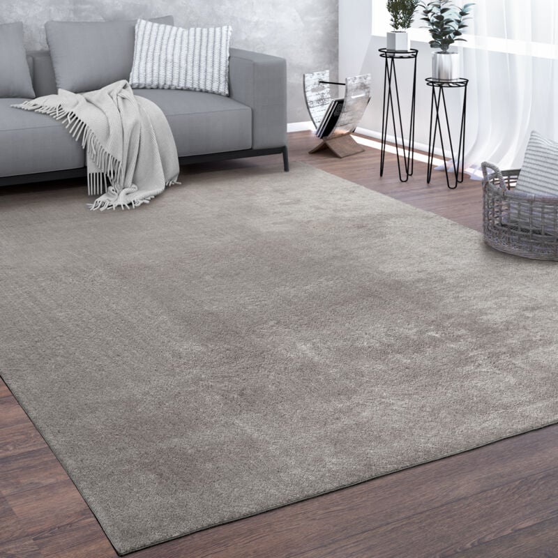 foto del prodotto paco home morbido tappeto a pelo corto per soggiorno, ultrasoffice, lavabile, in grigio 140x200 cm
