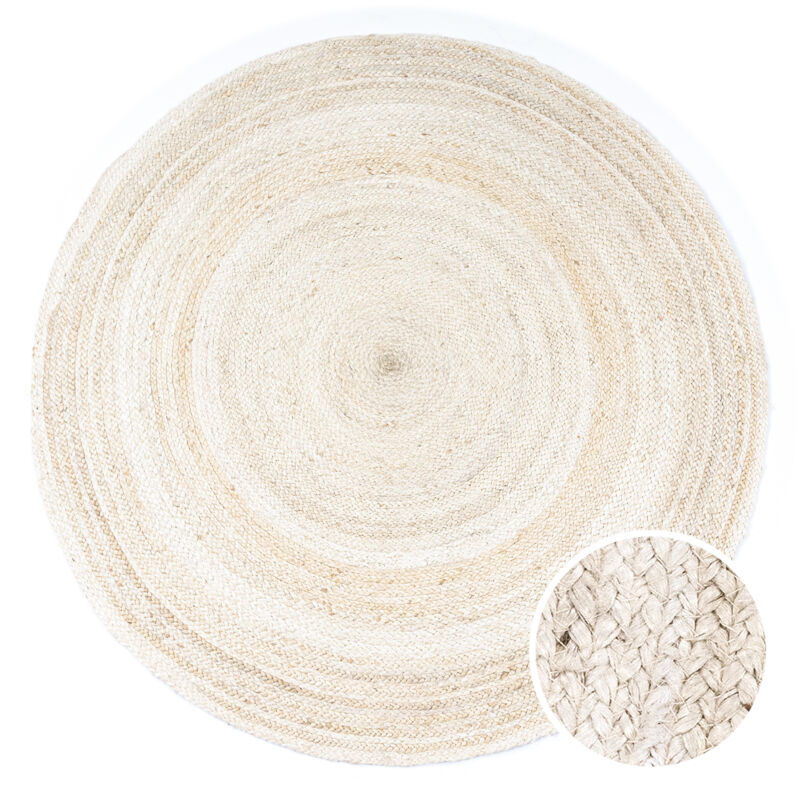 foto del prodotto paco home tappeto salotto rotondo iuta motivo boho etnico moderno fatto a mano naturale bianco, 80 cm tondo