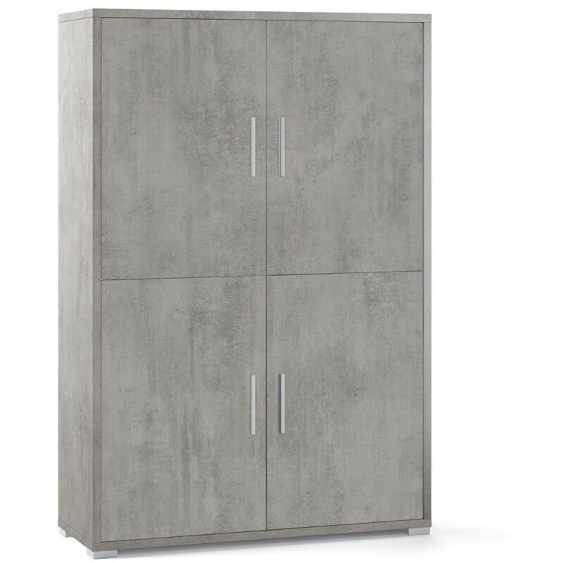 foto del prodotto mobile credenza 4 ante battenti grigio buffet con ripiani da ufficio soggiorno