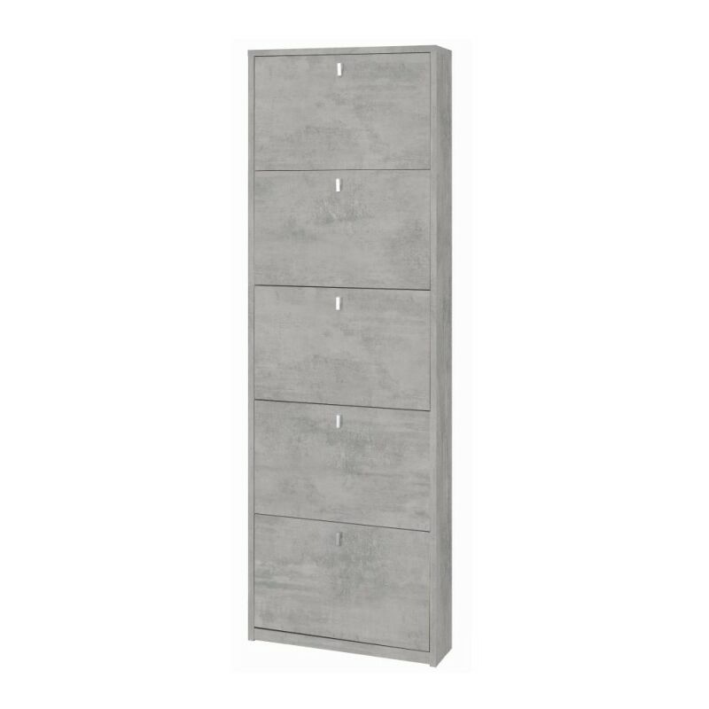 foto del prodotto scarpiera slim cinque ante beton cemento 63x18x h190 cm