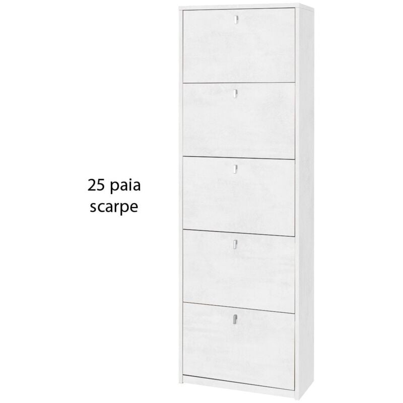 foto del prodotto scarpiera 25 paia 5 ante a ribalta doppia ossido bianco portascarpe salvaspazio