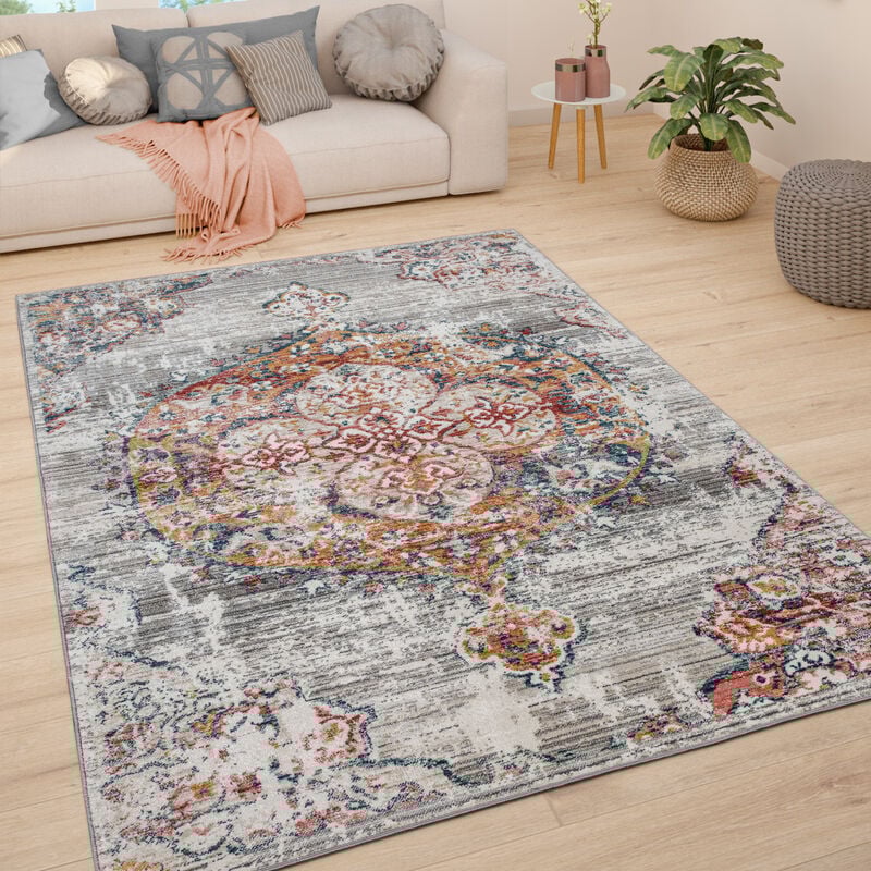 foto del prodotto paco home tappeto soggiorno tappeto salotto pelo corto vintage pastello moderno orientale 120x170 cm, antracite