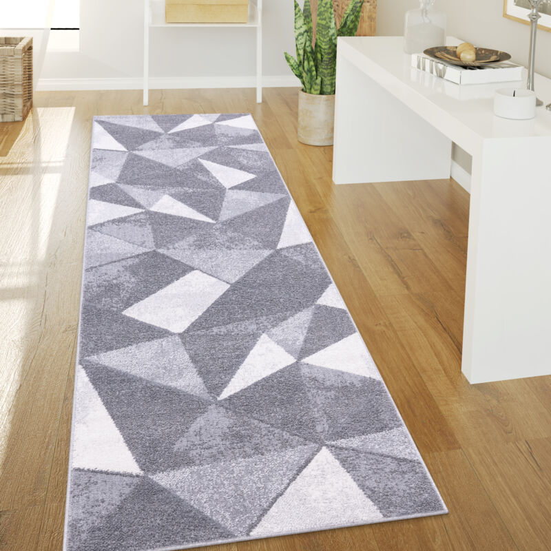 foto del prodotto paco home tappeto salotto pelo corto vintage astratto moderno geometrico motivo diamante 60x100 cm, grigio