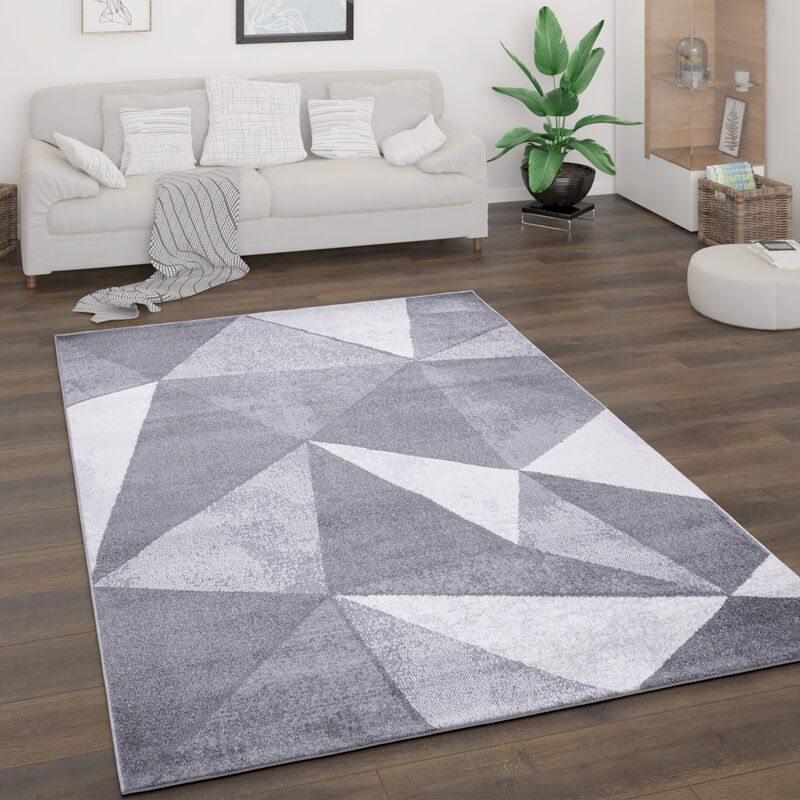 foto del prodotto paco home tappeto salotto pelo corto vintage astratto moderno geometrico motivo diamante grigio, 120x160 cm