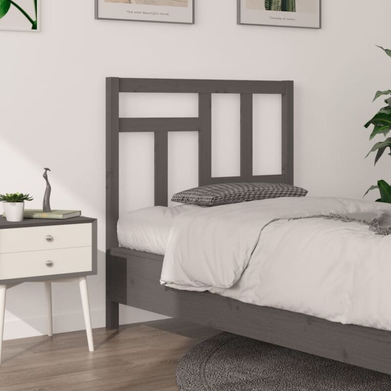 foto del prodotto vidaxl testiera per letto grigia 95,5x4x100 cm legno massello di pino