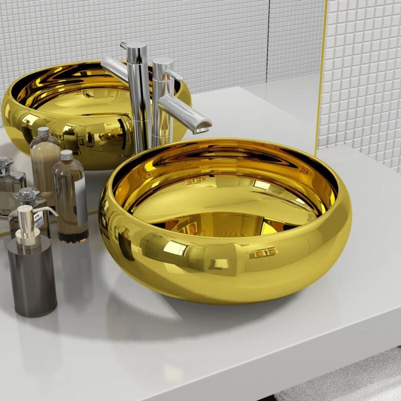 foto del prodotto vidaxl lavandino 40x15 cm in ceramica oro