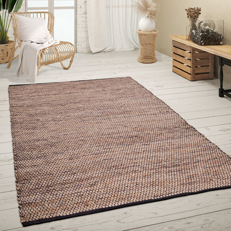 foto del prodotto paco home tappeto salotto pelo corto fatto a mano motivo m lange boho fibra naturale juta 60x100 cm, beige