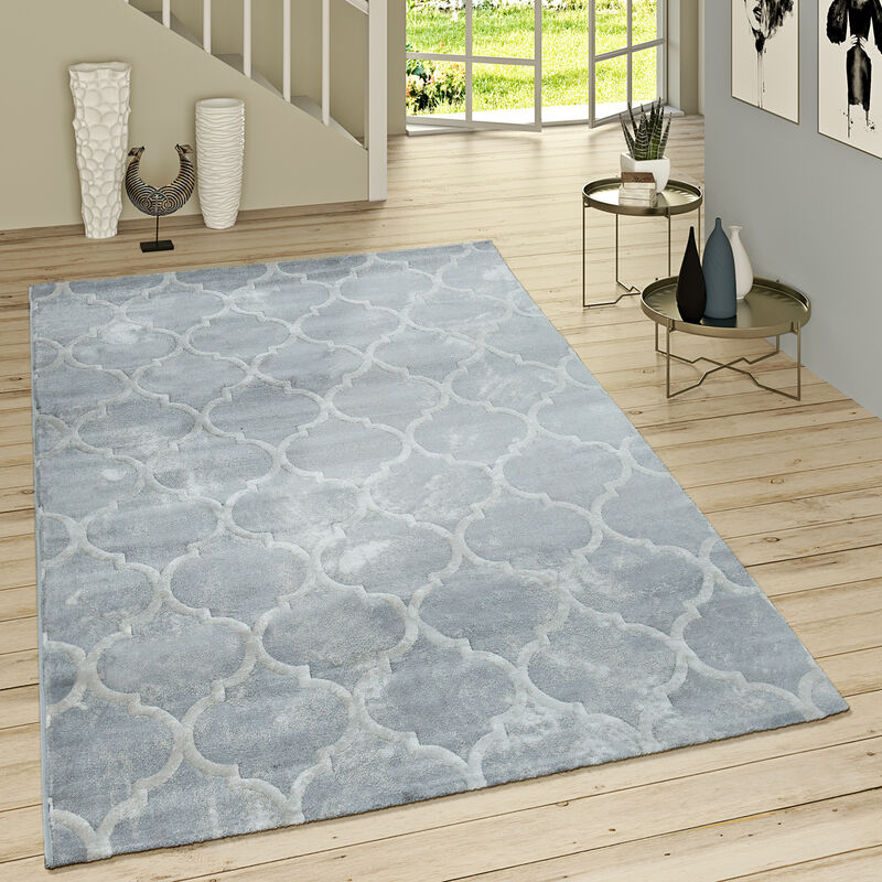 foto del prodotto paco home tappeto a pelo corto motivo marocchino moderno grigio 120x170 cm