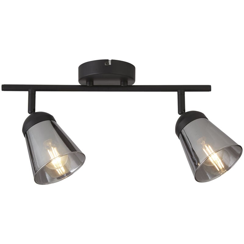 foto del prodotto searchlight plafoniera contemporanea mega acciaio nero fum 2 luci e14