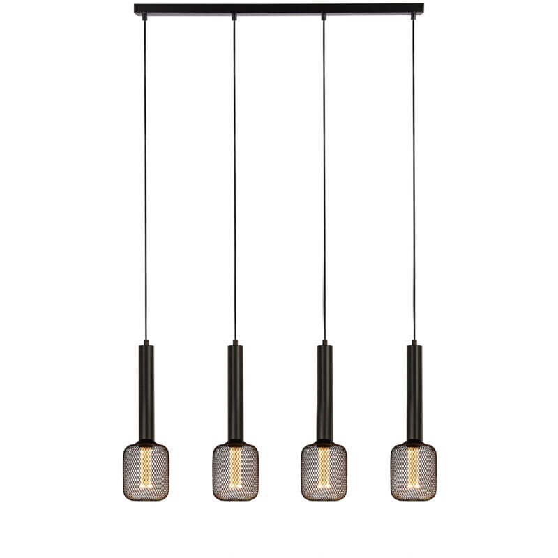 foto del prodotto searchlight lampadario contemporaneo dulwich acciaio nero 4 luci e27