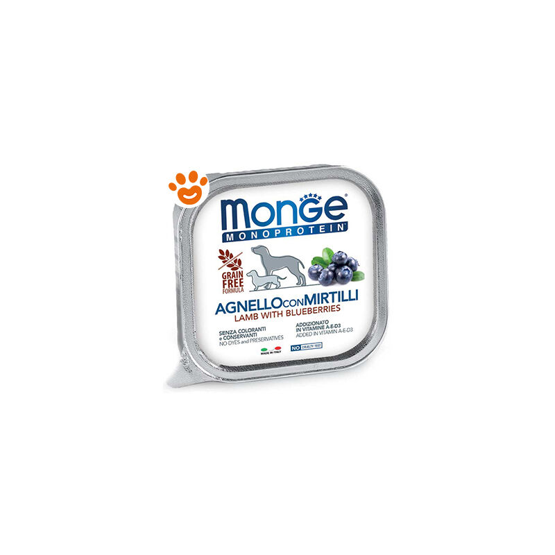 foto del prodotto dog monoprotein adult agnello e mirtilli dog monoprotein adult agnello e mirtilli vaschetta da 150 gr monge