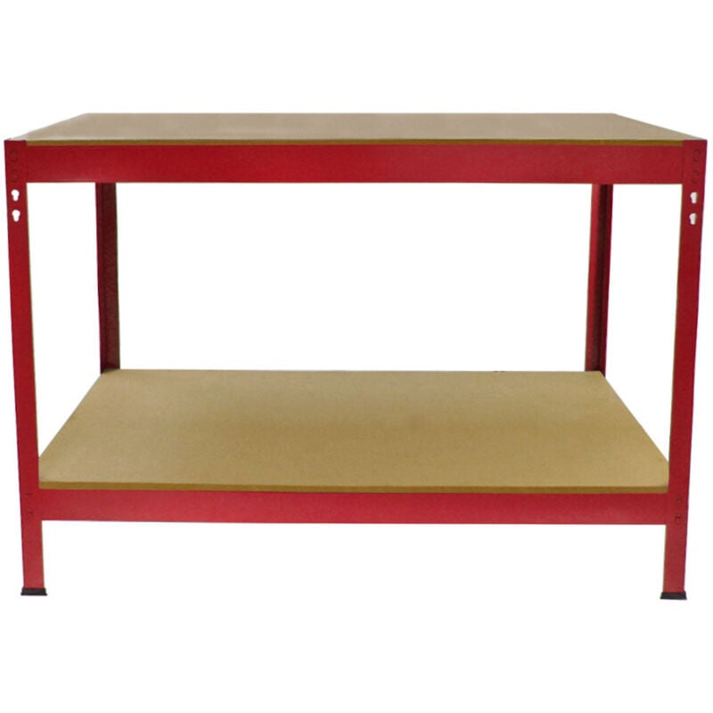 foto del prodotto tavolo da lavoro rosso senza bulloni in acciaio e mdf 90x120x60cm per garage, officina e magazzino monster racking