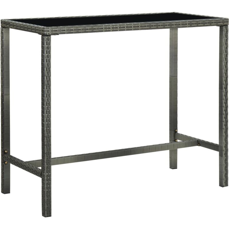foto del prodotto vidaxl tavolo da bar per esterni grigio 130x60x110cm polyrattan vetro