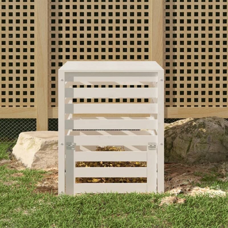 foto del prodotto vidaxl compostiera bianca 63,5x63,5x77,5 cm in legno massello di pino