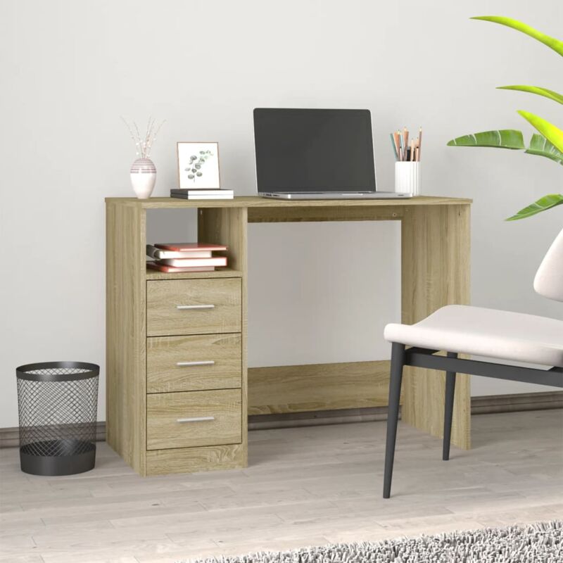 foto del prodotto vidaxl scrivania cassetti rovere sonoma 102x50x76 cm legno multistrato