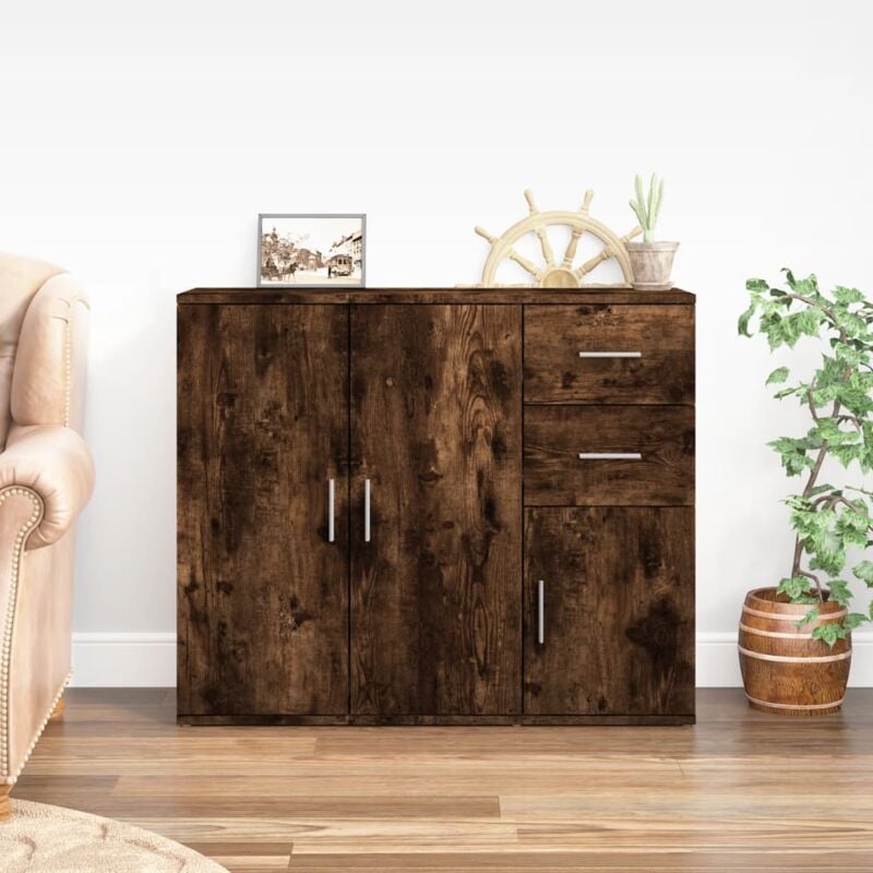 foto del prodotto vidaxl credenza rovere fumo 91x29,5x75 cm in legno multistrato