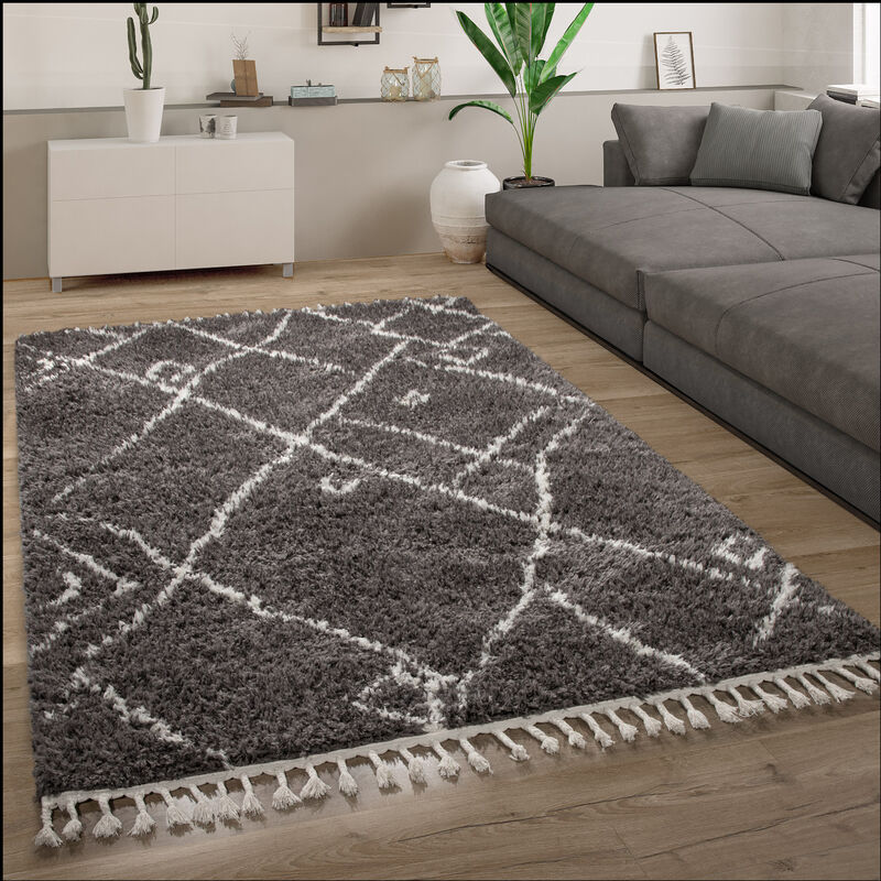 foto del prodotto paco home tappeto salotto pelo lungo tappeto shaggy scandinavo frange morbido moderno 60x100 cm, antracite 2