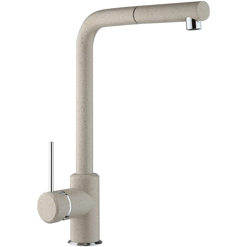 foto del prodotto 35506521 miscelatore lavello cucina granito avena, bocca girevole a squadra, rubinetto cucina professionale con doccetta estraibile in ottone,