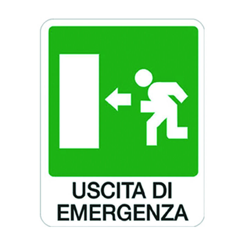 foto del prodotto cartello uscita di emergenza a sinistra cm.20x30h.