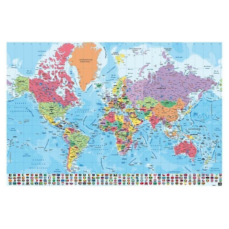 foto del prodotto poster mappa del mondo pt fisica politica