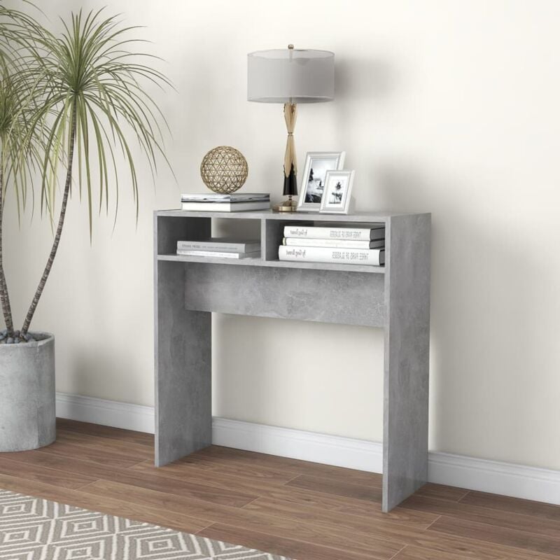 foto del prodotto tavolino bassi consolle tavolino da salotto tavolino da caff grigio cemento 78x30x80 cm in truciolato