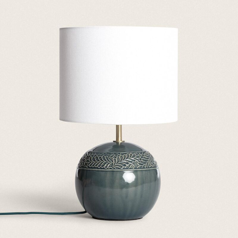 foto del prodotto ledkia lampada da tavolo in ceramica murger verde acquamarina