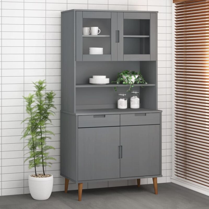 foto del prodotto vidaxl piano credenza molde grigio 90x35x100 cm legno massello di pino