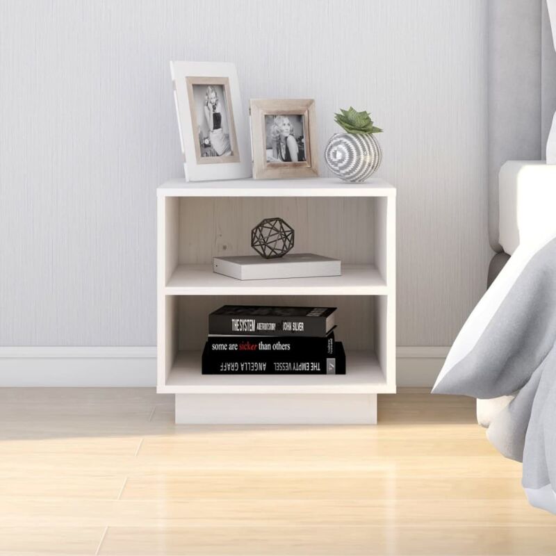 foto del prodotto comodino camera da letto tavolino da salotto bianco 40x34x40 cm in legno massello di pino bv453103 bonnevie