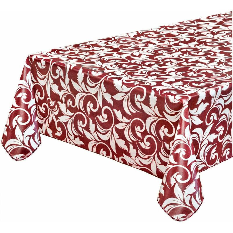 foto del prodotto tovaglia antimacchia cucina elegante barocco bordata cotone plastificato proteggi tavolo copritavolo bordeaux 120x160 cm