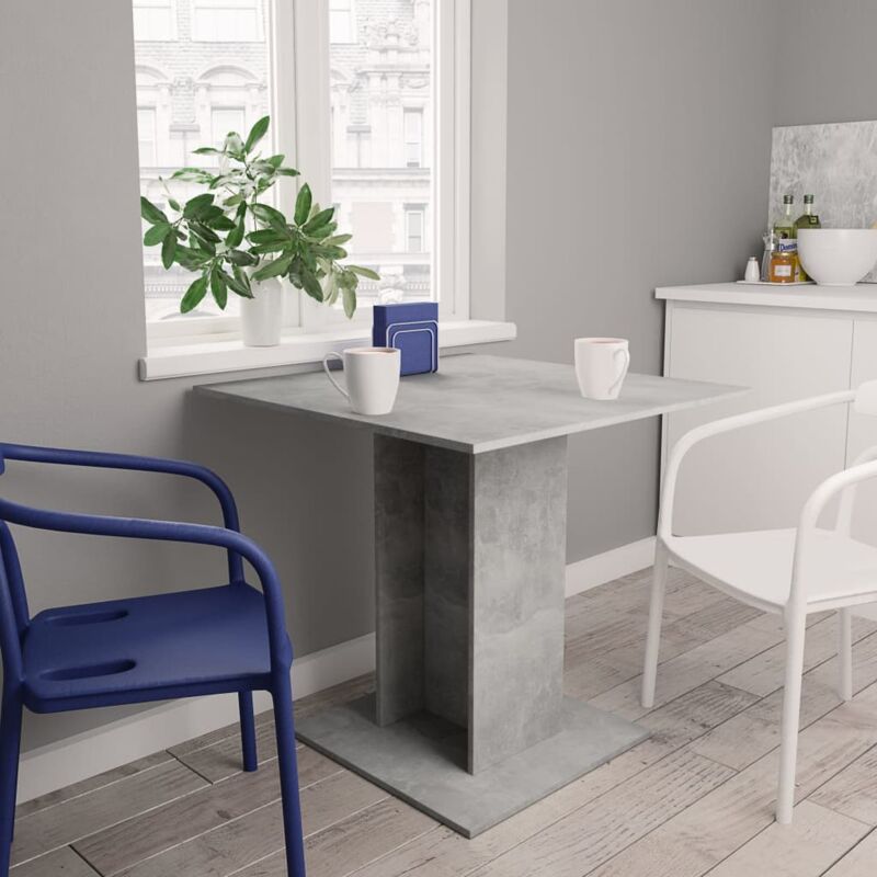 foto del prodotto tavolo da pranzo cucina tavoli sala da pranzo grigio cemento 80x80x75 cm in truciolato